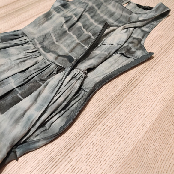 NEUW Maxi Dress Size 6 Gray Shibori Tie Dye Sleeveless Cut Out Pleated Festival - Picture 9 of 16